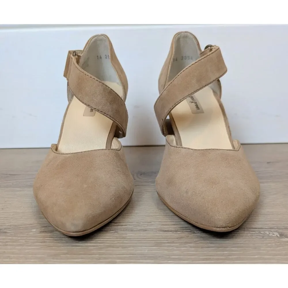 Paul Green Suede Heels 6.5 Beige Leather Ankle Strap 3